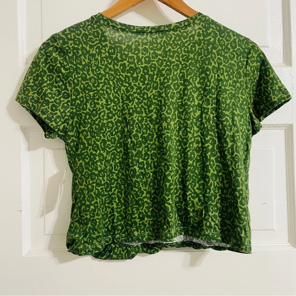 NWT Anthropologie Draped Tee Cheetah Animal Print Green Small - Picture 8 of 8